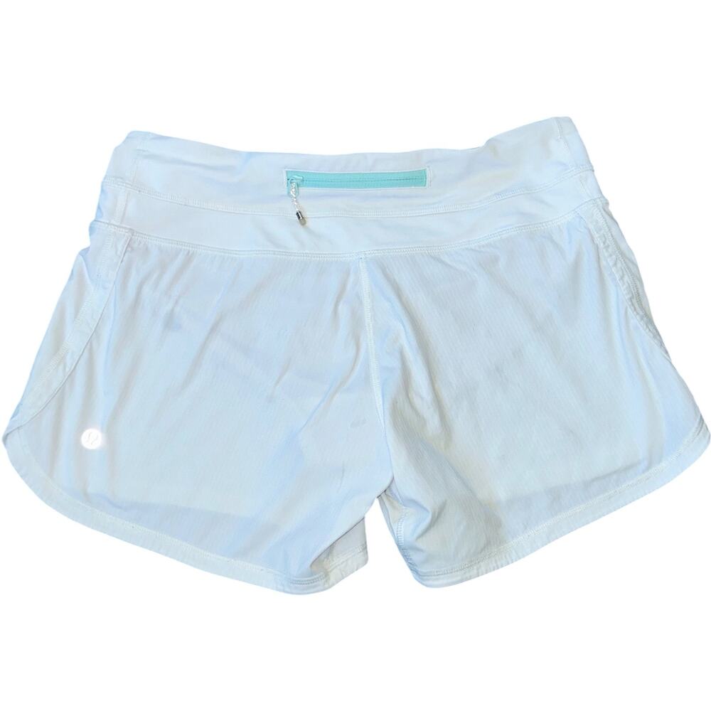 Lululemon Speed Up Mid-Rise Short 4" White / Ocean Air Size 4 Great Condition!